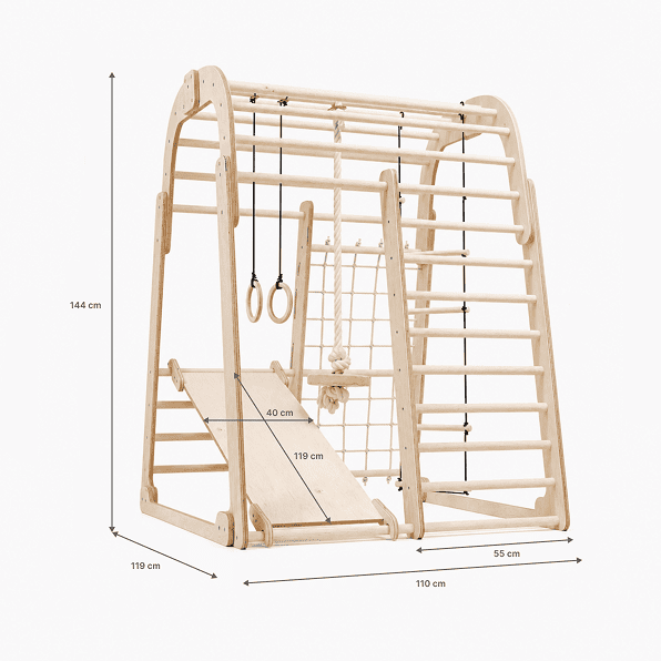 Indoor Wooden Playground for Children - 6in1 Playground + Swings Set + Slide Board