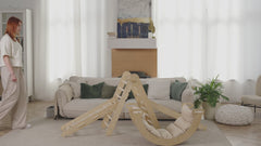 5in1 Montessori Climbing Set: Triangle Ladder + Arch/Rocker + Slide Board/Ramp + Netting rope + Cushion