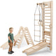 Ensemble d'escalade 4en1 : Mur suédois en bois + balançoire + toboggan + échelle triangulaire