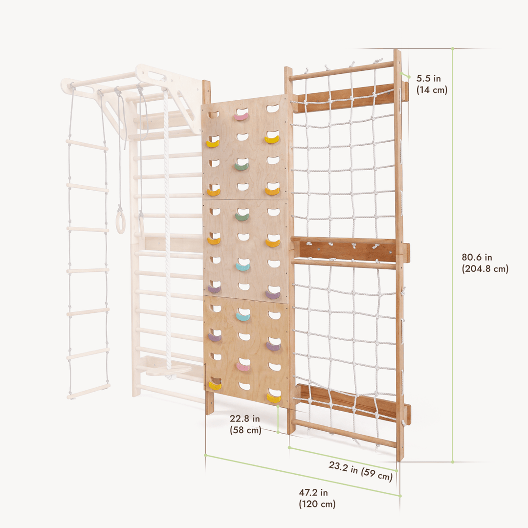 Swedish Wall Extension: Climbing Wall & Net - Goodevas