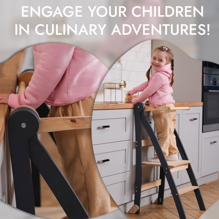 Toddler Learning Tower: Kitchen helper for Kids - Graphite - Goodevas