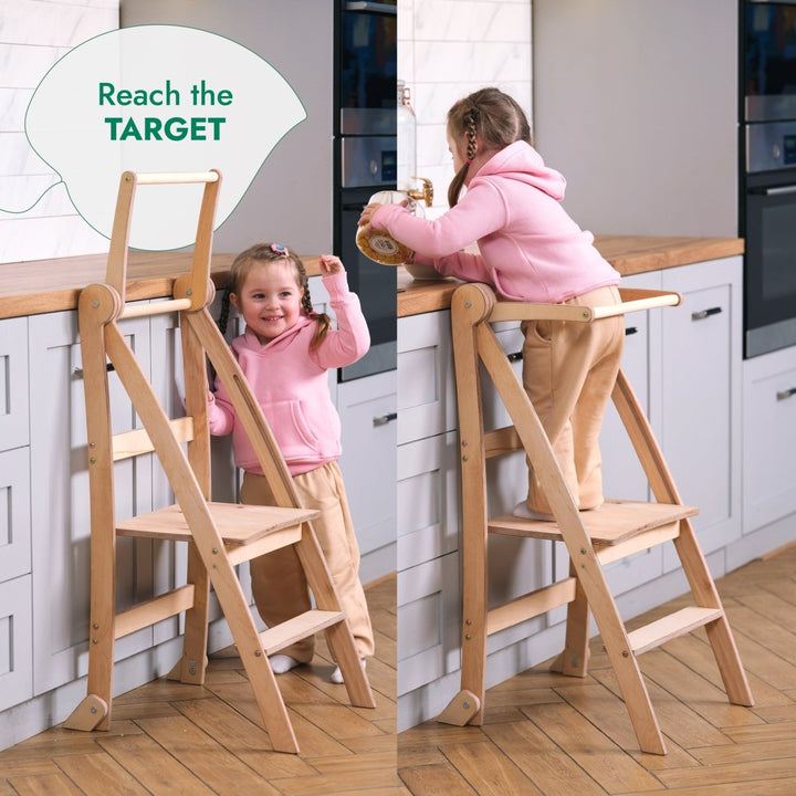 Toddler Tower: Foldable Step Stool for Toddlers - Gray - Goodevas