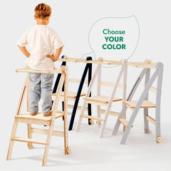 Toddler Tower: Foldable Step Stool for Toddlers - Gray - Goodevas