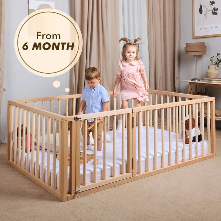 Twin Size Bed Frame for Toddlers with Fence (75*38 inch) - Goodevas