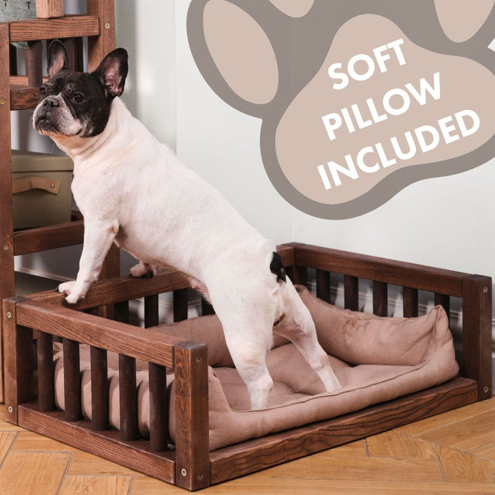 Wooden Dog Bed with Pillow - Goodevas