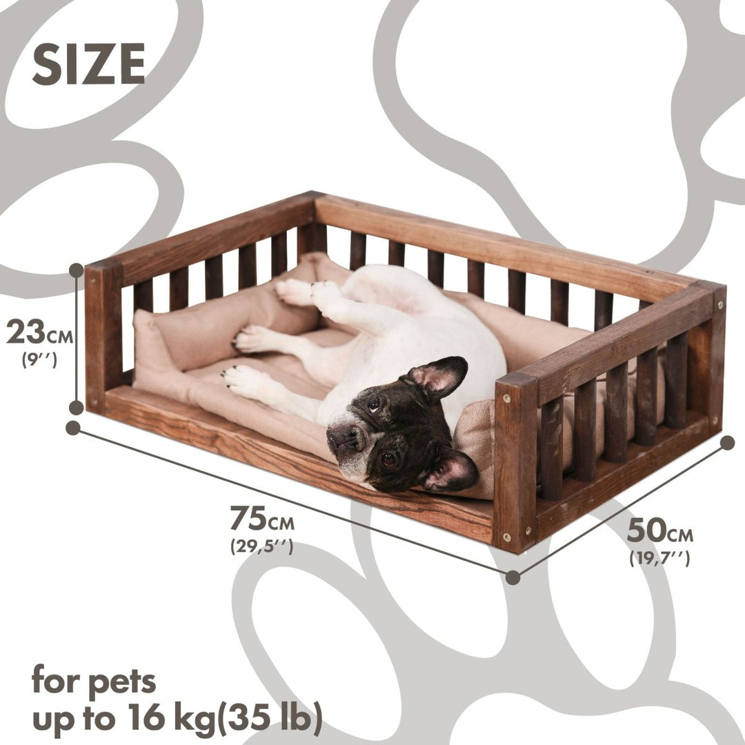 Wooden Dog Bed with Pillow - Goodevas