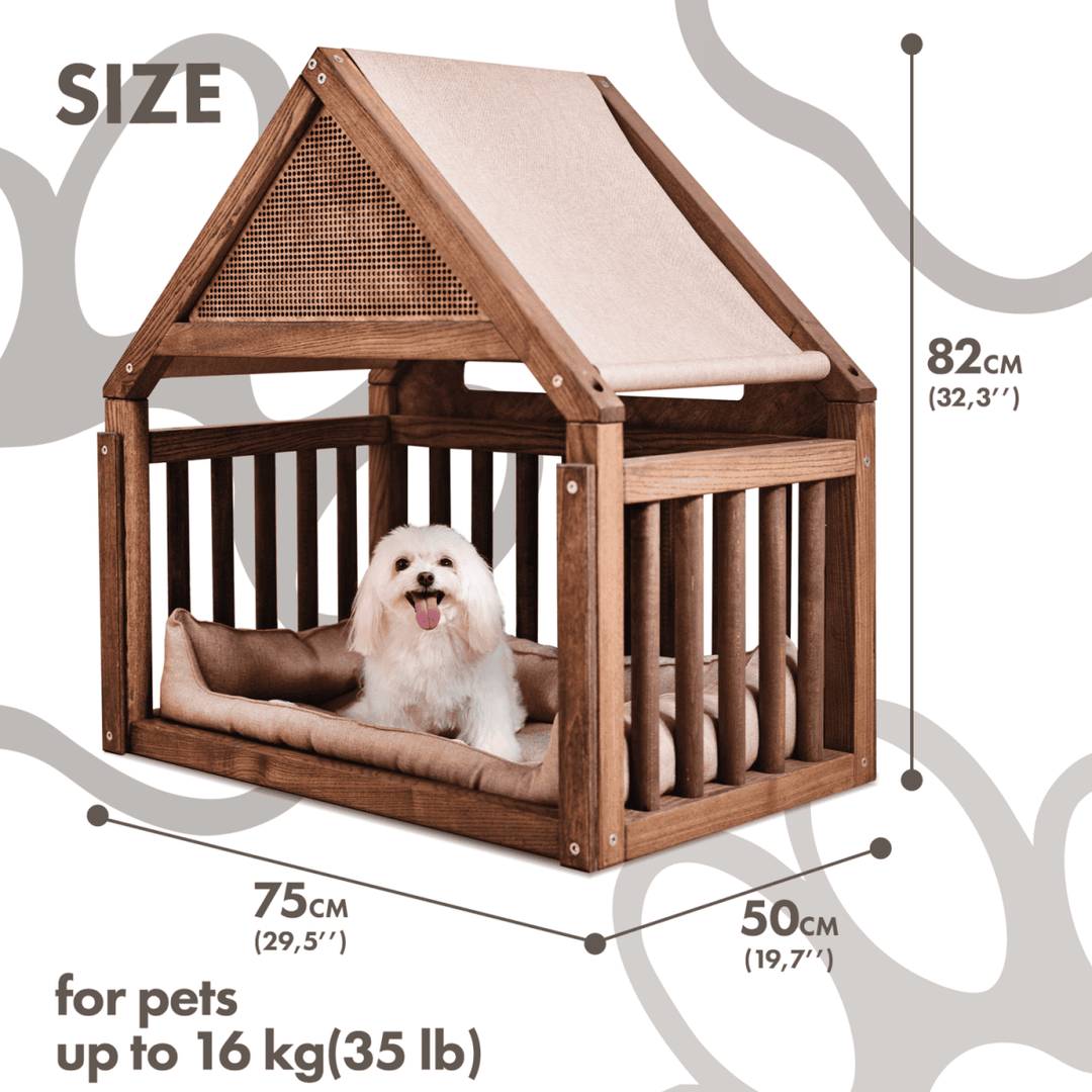 Wooden Dog Сage House with Pillow - Goodevas