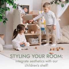 Wooden Montessori Shelves for Toddler 2in1: Bookshelf & Toy Shelving - Goodevas