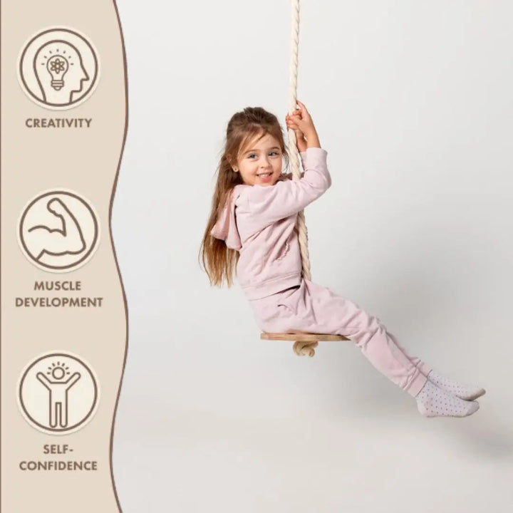 Wooden rope swing for kids