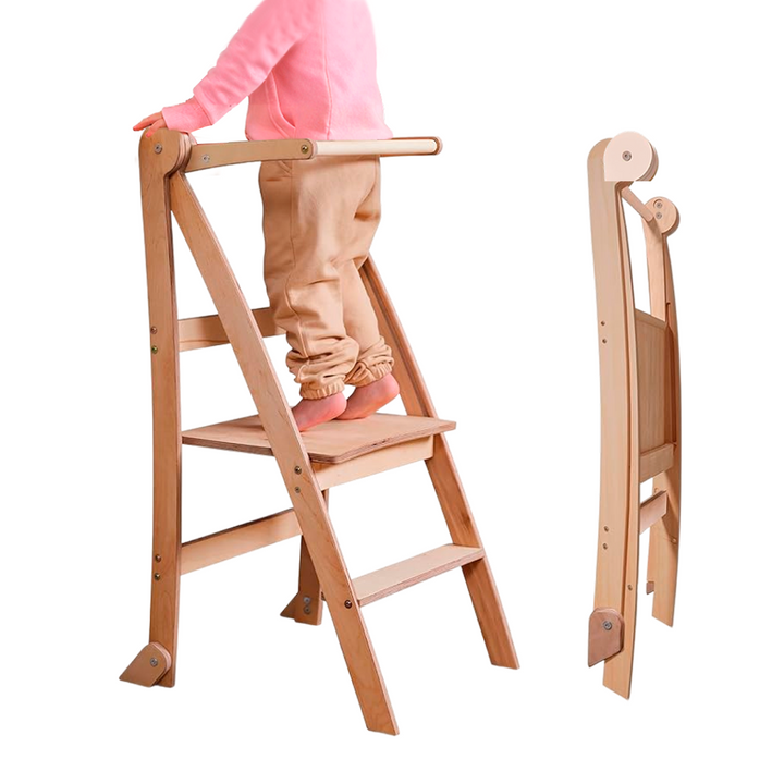 Learning Tower: Foldable Step Stool for Toddlers - Beige