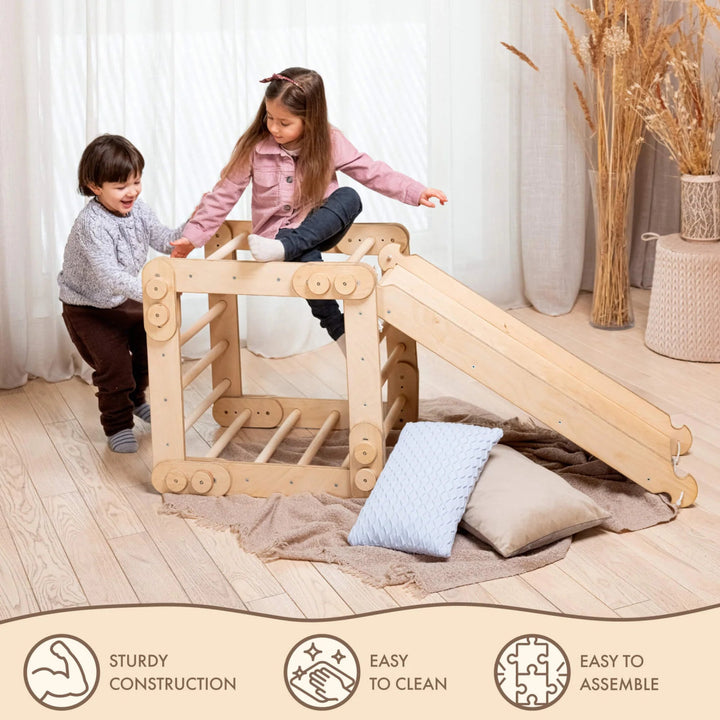 2in1 Montessori Climbing Set: Snake Ladder + Slide Board/Climbing Ramp - Goodevas