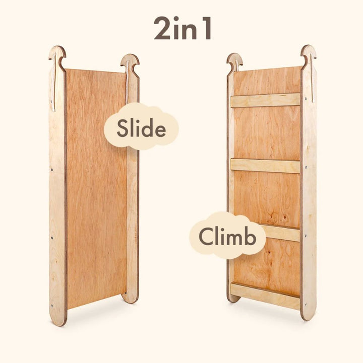 4in1 Montessori Climbing Set: Triangle Ladder + Climbing Arch + Slide Board + Cushion Beige - Goodevas