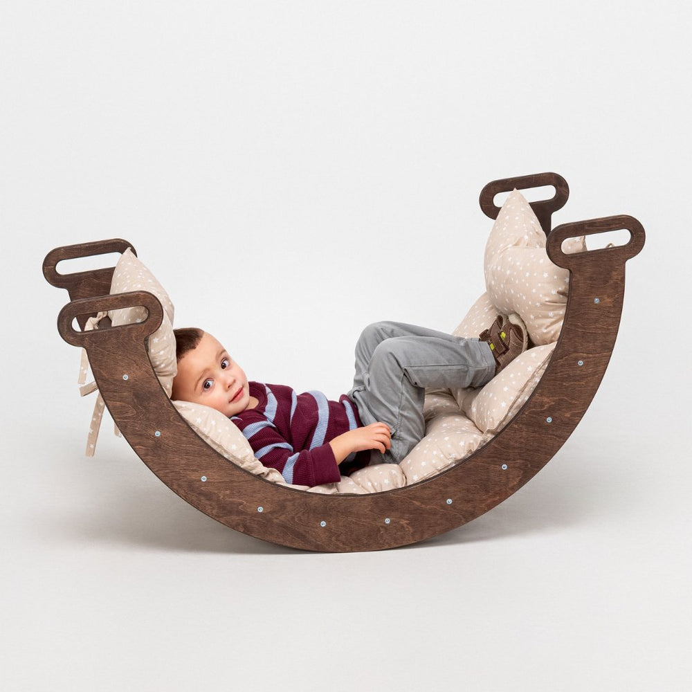 Climbing Arch Chocolate + Cushion - Montessori Climbers for Toddlers - Goodevas