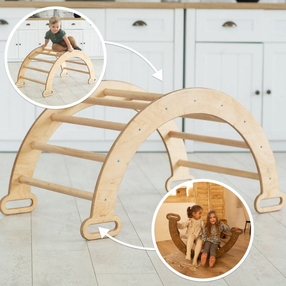 Climbing Arch & Rocker Balance - Montessori Climbers for Kids 1-7 y.o. – Beige - Goodevas