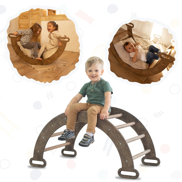Climbing Arch & Rocker Balance - Montessori Climbers for Kids 1-7 y.o. – Chocolate - Goodevas