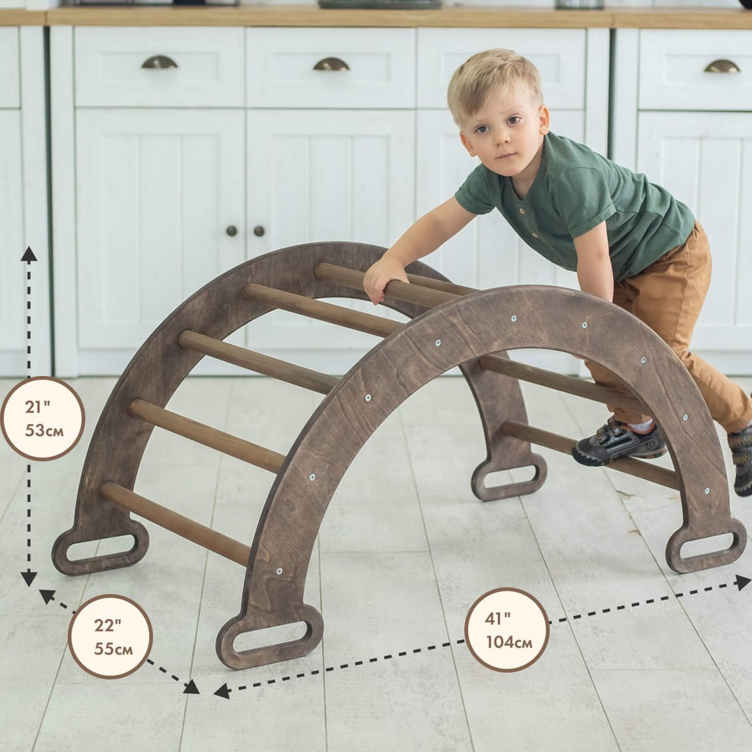 Climbing Arch & Rocker Balance - Montessori Climbers for Kids 1-7 y.o. – Chocolate - Goodevas