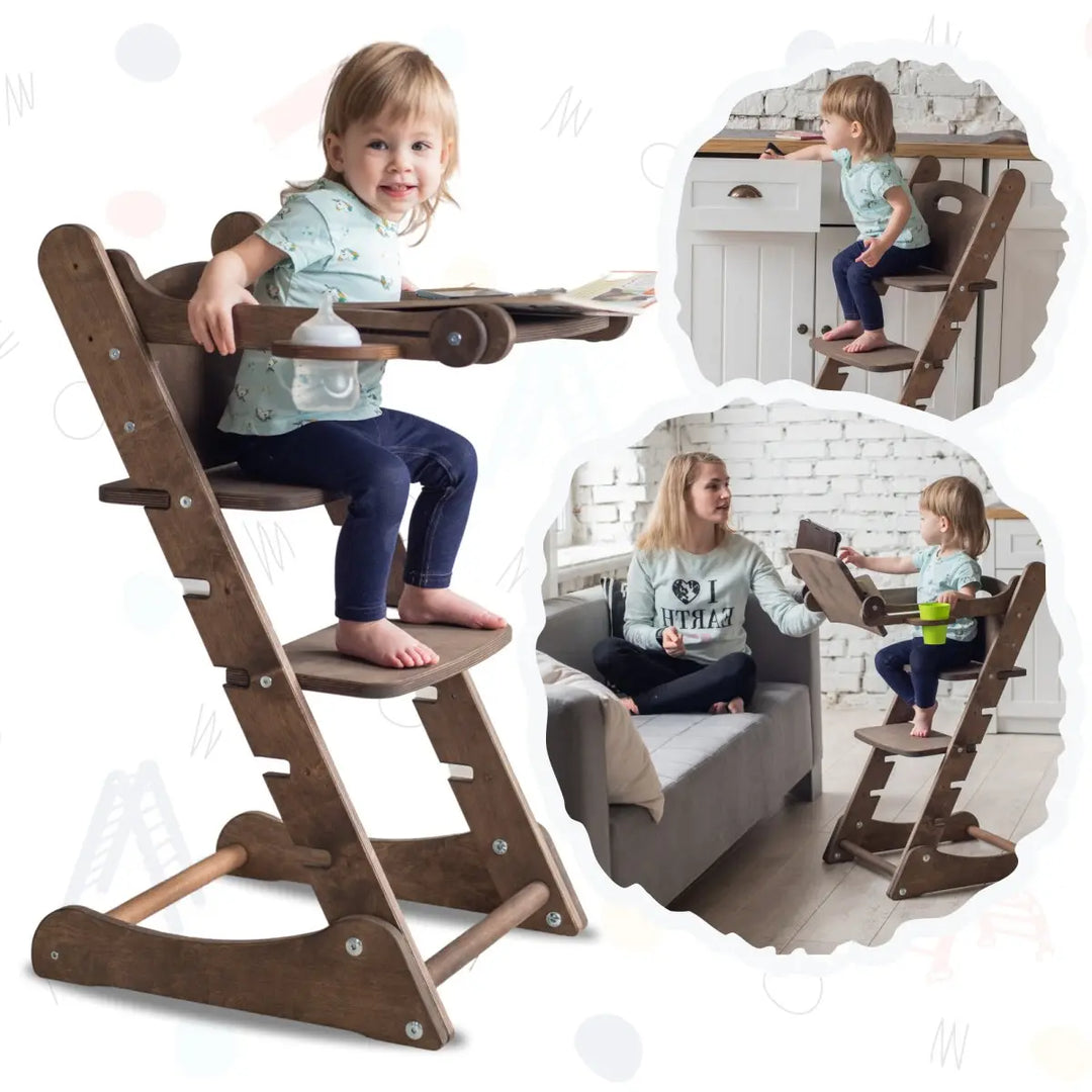 Ensemble pour deux enfants : tour Montessori 3 en 1 chaise