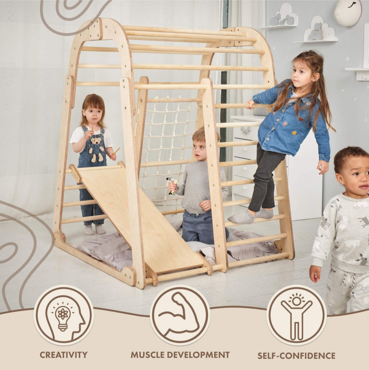 Indoor Wooden Playground for Children - 6in1 Playground + Swings Set + Slide Board - Goodevas