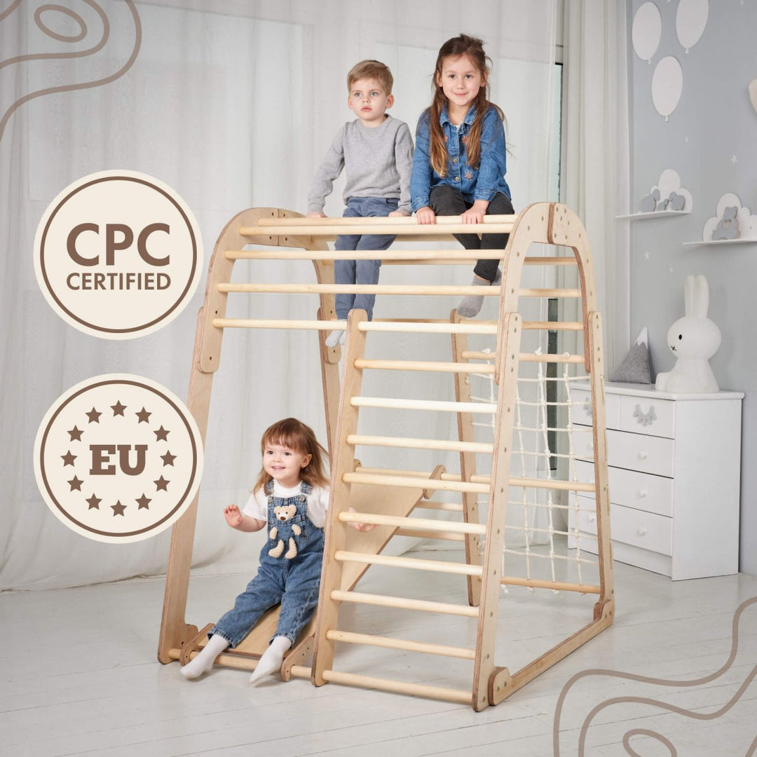 Indoor Wooden Playground for Children - 6in1 Playground + Swings Set + Slide Board - Goodevas