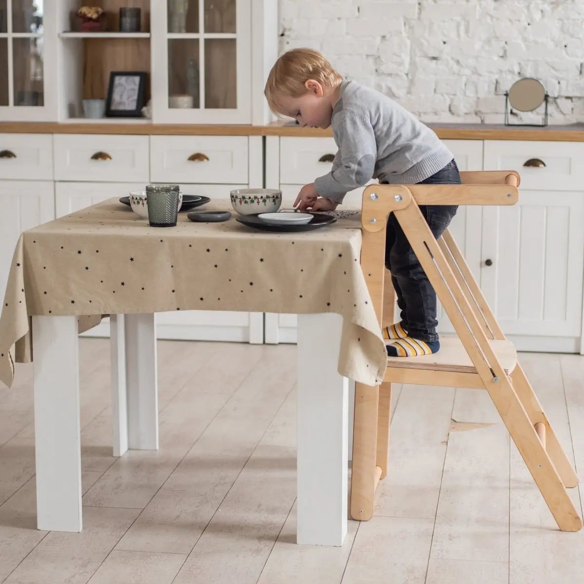 Foldable Step Stool for Toddlers Kid Chair That Grows Beige