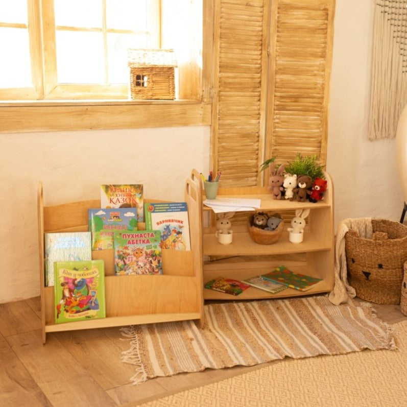 Montessori Wooden Bookshelf – Beige - Goodevas