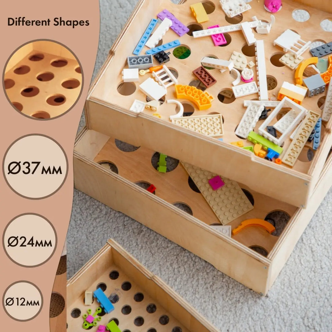 Trieur et organisateur de blocs en bois (27,9 cm) – pour LEGO – Tamise les  blocs par taille – Artisanat durable et respectueux de l'environnement –